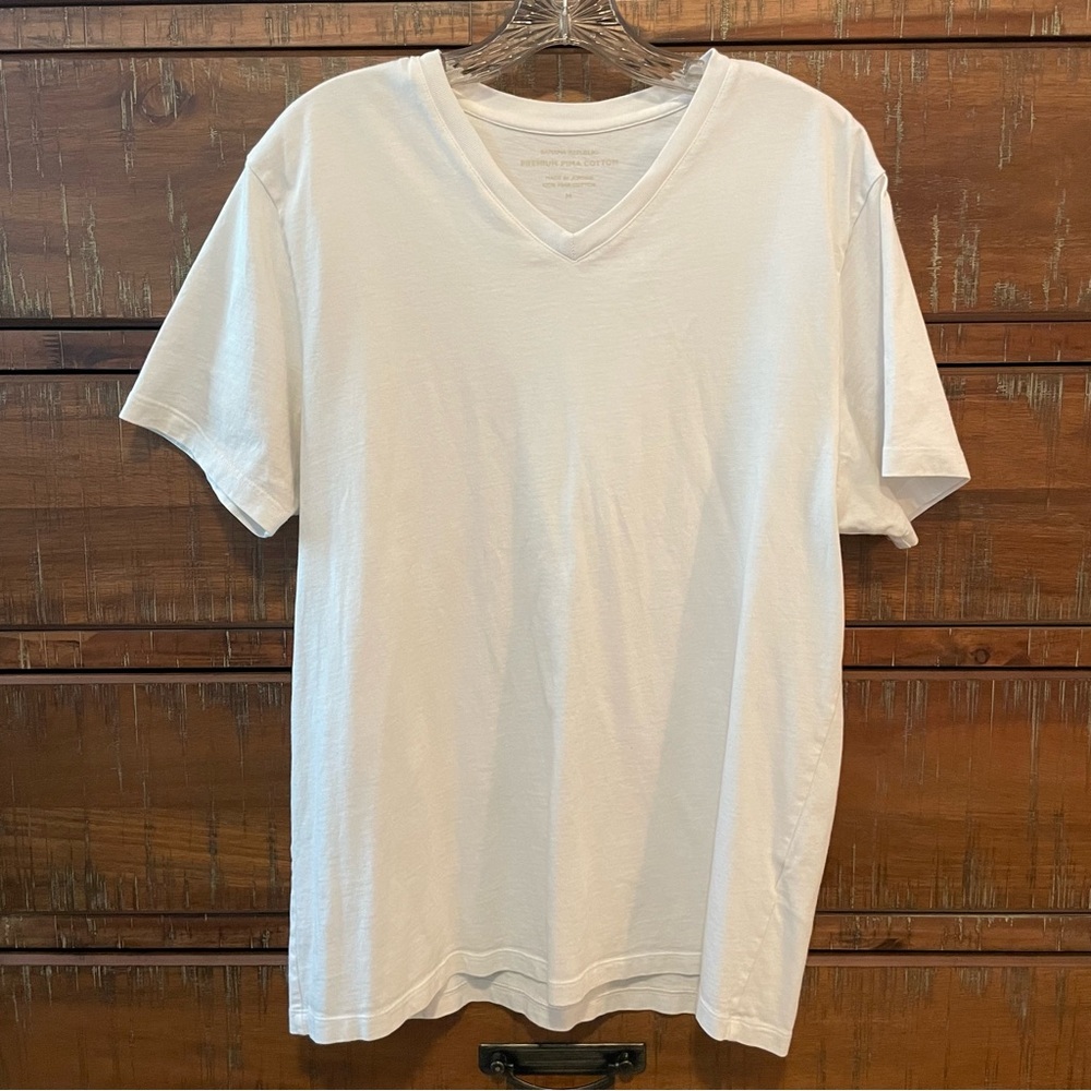 White Banana Republic Premium Pima Cotton V-Neck T-Shirt
